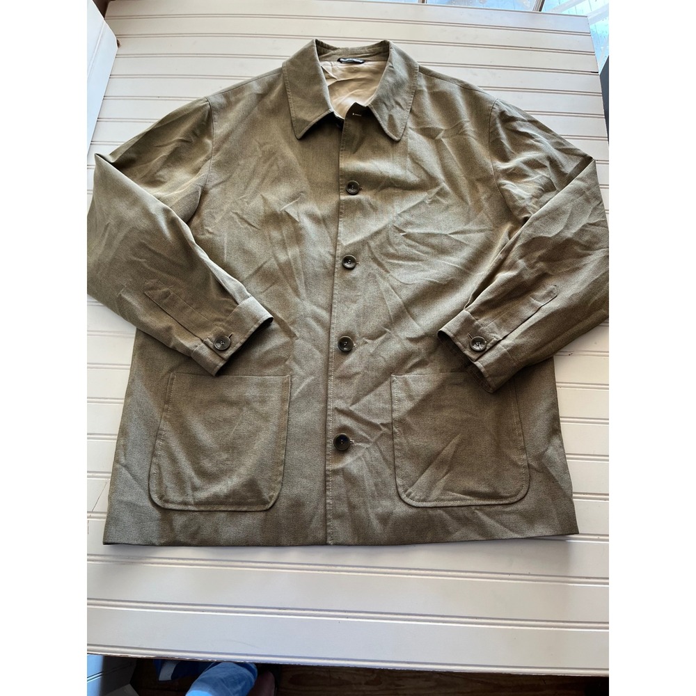Nordstrom Chiarelli Puig Codina Men Tan Micro Pattern Chore Coat Jacket Size 42R